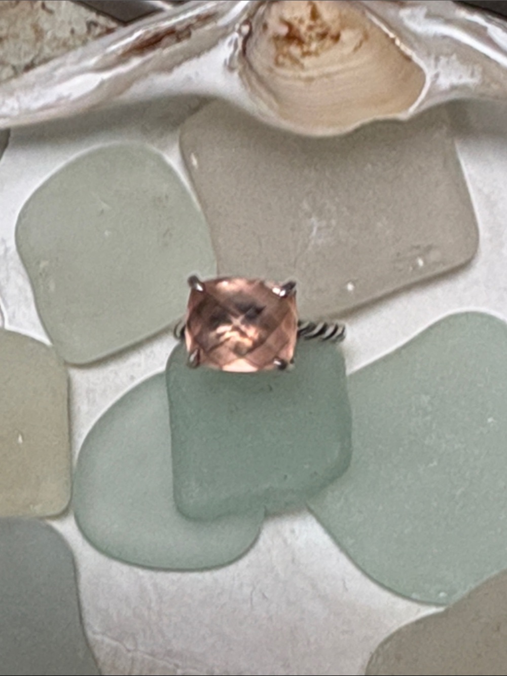 David Yurman Morganite Twisted Cable Ring